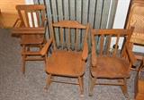 Vintage Wooden Children's Chairs / Doll Highchair