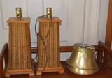 Wicker Lamps / Brass Shades