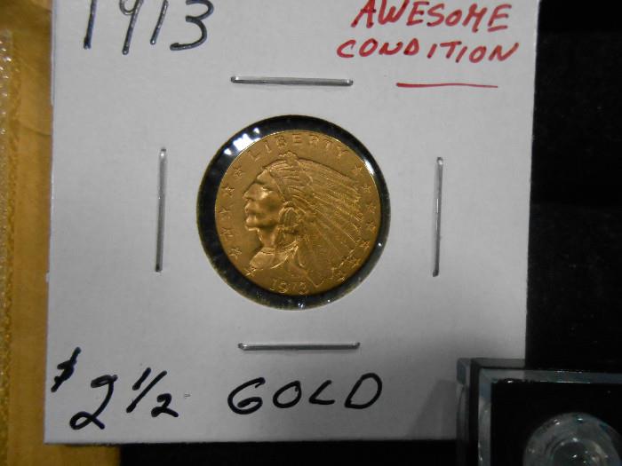 1913 Indian Head $2.50 Gold coin