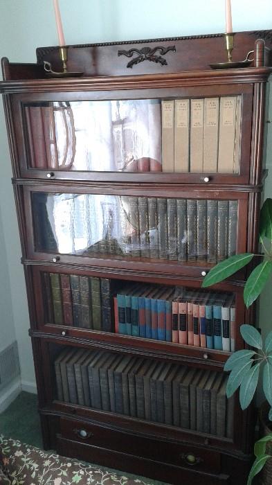Barrister bookcase with mother of pearl accents on the knobs.