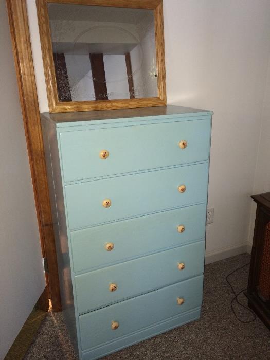 Blue dresser and mirror
