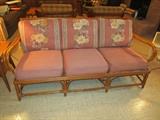 Vintage bamboo sofa and matching chair, sold as a set