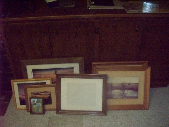 pictures & frames,  wooden storage cabinet