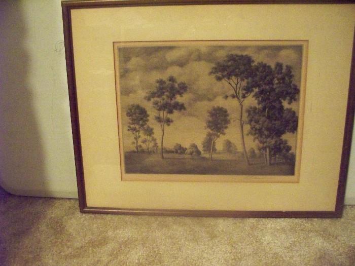 "Gathering Storm"  etching by S.L. Margoles  (signed)