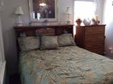 American Heirloom Furntiture "Nostalgia' Bookcase Style Headboard and Chest of Drawers