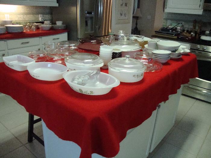 assorted oven ware and Pyrex