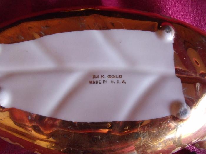 #103 24k Gold lined Bowl Decor, Made in the USA D11" $40