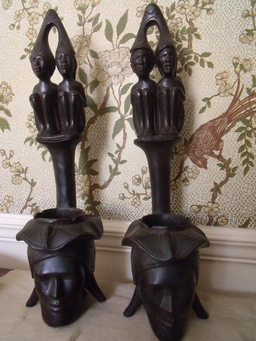 #108 Wall Sconce Plant Holders Wood D6"H19" $35 Set