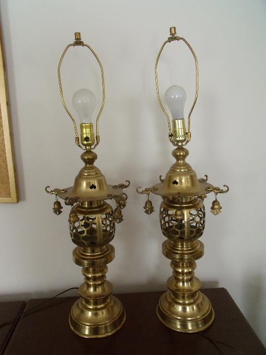#114 Brass Table Lamps W9" H29"  $50ea