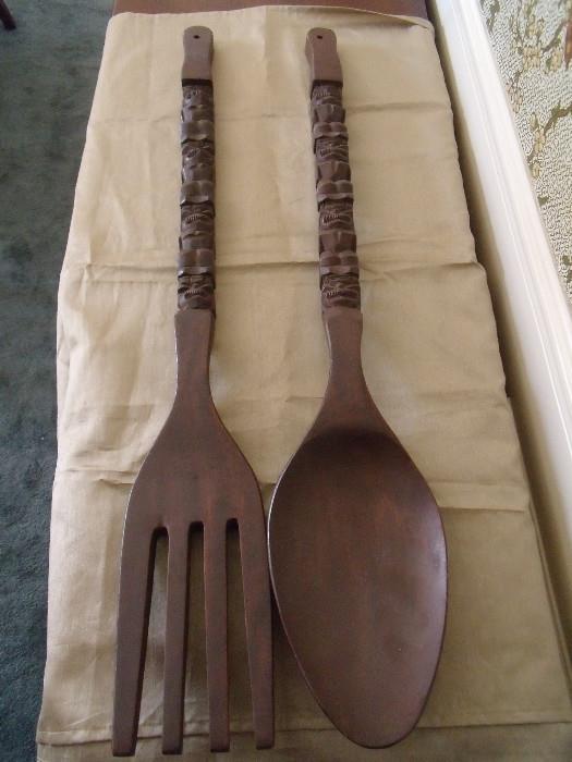 #122 Wooden Fork/Spoon Decor H 36"  $36 set