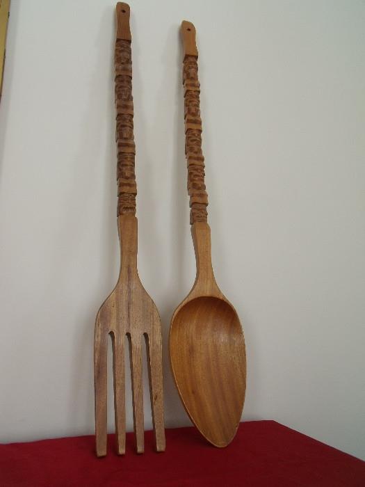 #123 Wooden Fork/Spoon Decor H41.5 $36
