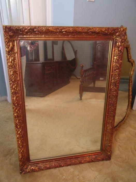 #233 Square Wall Mirror Wood Framed D28H42 $50