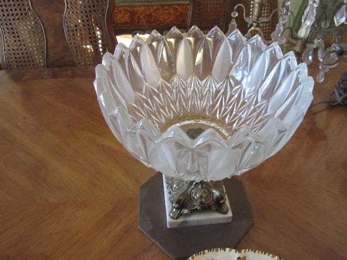 Flower Style Fruit Bowl with Italian Scroll Feet and Italian Marble Base