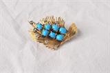 14K Gold and Diamond Pin with Blue Stones