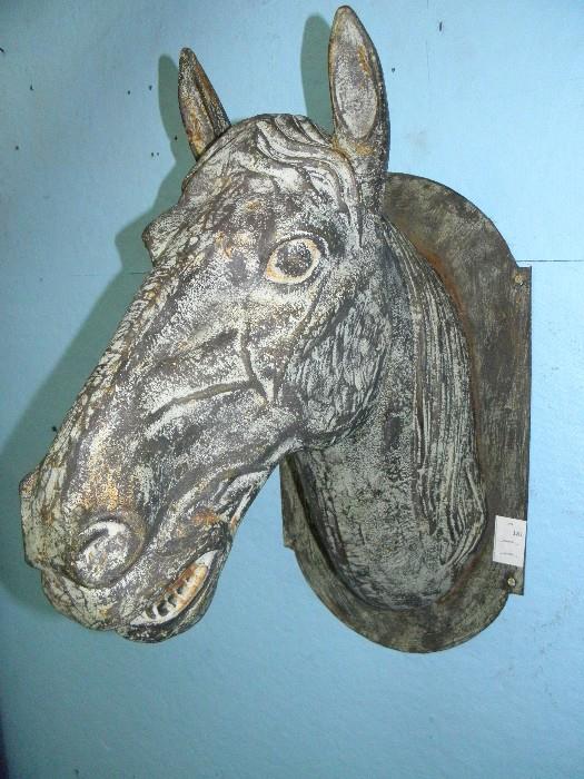 Rare Cast Iron Horse Head from French Equestrian Center - Approx. 32" H x 22" D x 14" W 