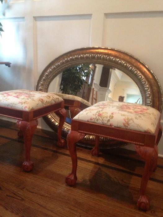 Pair of Stools AND Oval Mirror