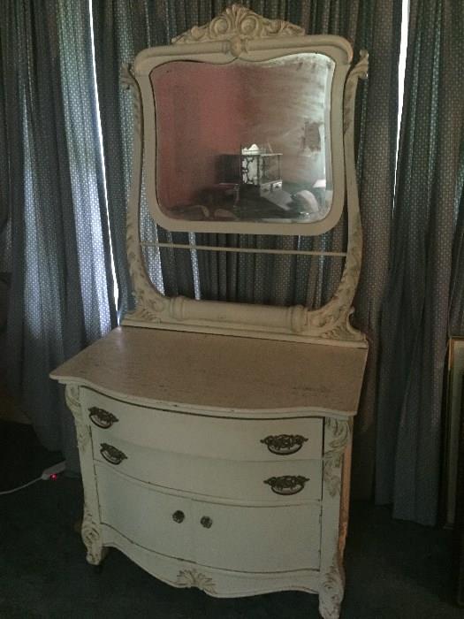 Painted Oak Washstand with Mirror