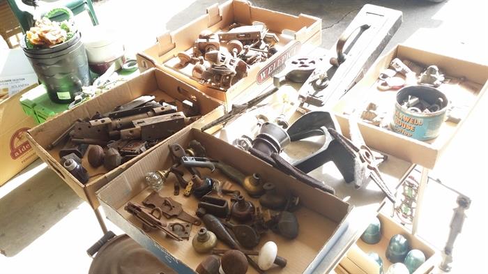 We found more great old hardware!  Lots of locks, hinges and knobs.