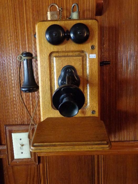 antique telephone with all the workings