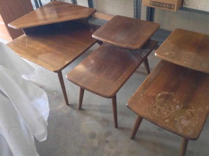 Corner table and one end table in perfect condition.  Other end table needs some refinishing.