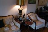 Matching sofa and chair, some Waterford crystal and other unusual smalls
