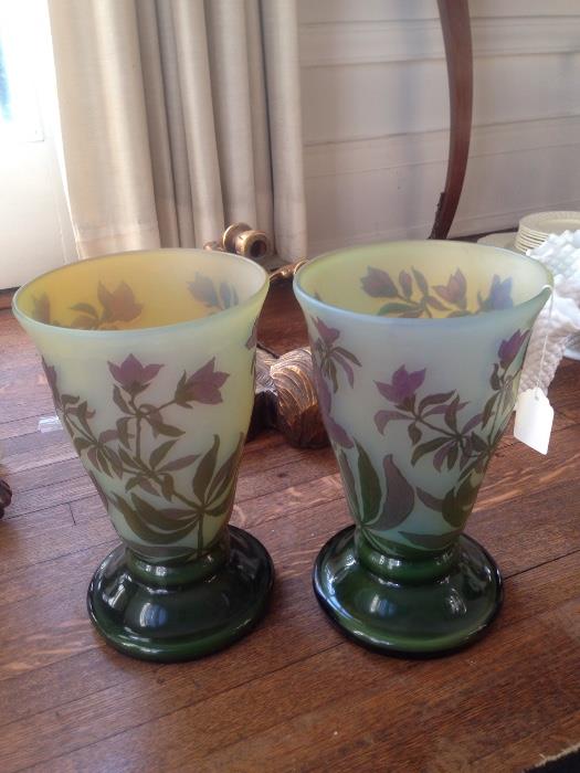 1920s Cameo glass vases