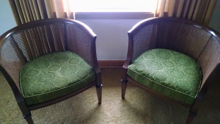 PAIR WOOD / CAIN OCCASIONAL SITTING CHAIRS