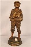 17- Bronze whistling boy by Victor  Szczeblewski (19th Century), signed and dated on base ca.1889, 16T.