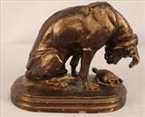 18 - Bronze dog and turtle  figurine, 6T, 7W