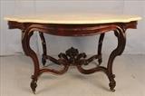 37 - Rosewood Victorian center table with turtle top white marble, ca. 1860