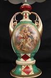 63 - Royal Vienna vase made into lamp, 28 in. T, 11 in. W.