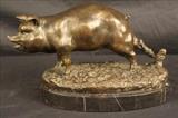 66 - Bronze hog, artist signed, 5 in. T, 10 in. W.