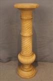 70 - Antique white marble pedestal with fluted spiral, 40 in. T, 11 in. Sq.