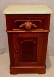 69 - Walnut Victorian marble top half commode, 29 in. T, 15 in. W, 14 in. D.