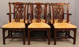 80 - Contemporary Ethan Allen straight leg dining  chairs, signed, 2 arm chairs, 4 side chairs, 38 in. T, 19 in. W, 18 in. D.