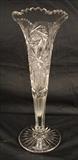 92 - Brilliant cut glass trumpet vase, 12 in. T, 5 in. dia.
