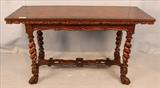 105 - Rosewood server with barley twist legs and claw feet, heavy carving, signed, Roder Bros., 30 in. T, 54 in. W, 21 in. D.