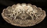 109 - Brilliant cut glass bowl, unusual shape, 3 in. T, 10 in. w