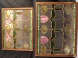 115 -Pair of stain glass windows, 30 in. T, 40 in. W.