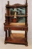 136 - Walnut Victorian etagere with pierce card ends and original finish, 58T, 33W, 17D