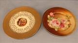 157 - China plate with heavy 22kt. Gold along with hand painted rose plate, 11 in. Dia.