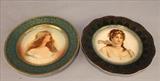 158 - Pair of Victorian cabinet plates with beehive mark and Victorian ladies, 11 in. D.