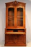 180 - Walnut Victorian 3 piece secretary in great condition, ca. 1860, 8 ft. 4 in. T, 48 in. W, 18 in. D., has burl trim, original pulls