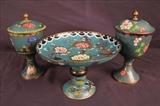 190 - 3 pieces of  cloisonné,  compote and a pair of cloisonne covered compotes.