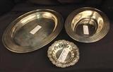 194 - Three piece deal of sterling, 2 trays and one coaster