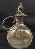 206 - Wine decanter with lion on top, 10 in. T.
