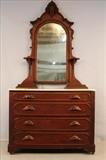 219 - Walnut Victorian marble top dresser with glove boxes, 93T, 48W, 22D