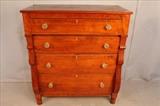 215 - Cherry and mahogany 4 drawer chest with original pulls, 48T, 43W, 23D