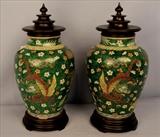 223a - Matching pair of antique Chinese temple jars, 19T
