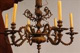 293 - Brass 6 arm chandelier, 22T
